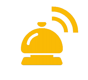 Piktogramm einer Hotel Klingel, die symbolisiert, dass man bei Hotelbookings.de Hotels und Unterkünfte buchen kann.